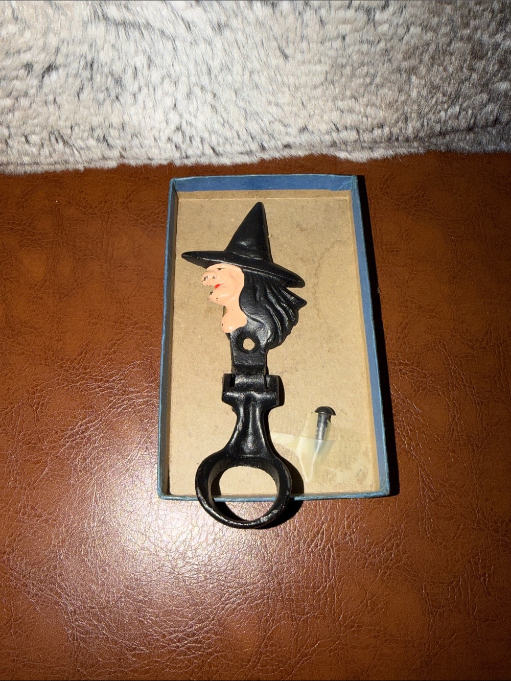Decorative Witch Head Bottle Opener - Black and Peach